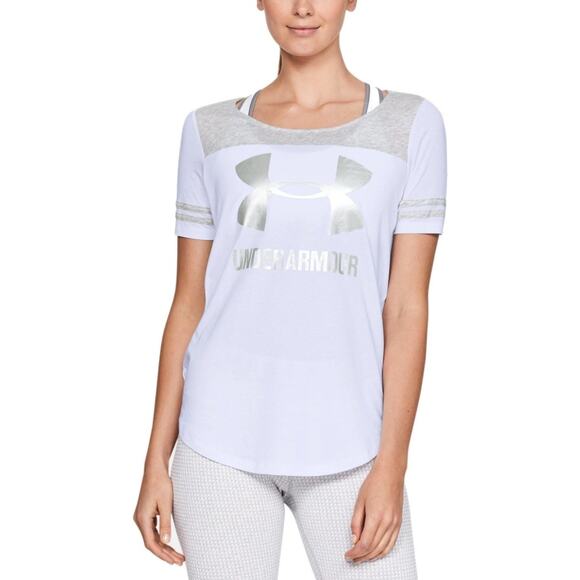 NWT Under Armour Ultra-Soft Graphic Baseball T-Shirt White/Silver Size S - Picture 1 of 8